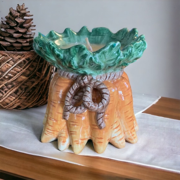 Fitz & Floyd Classics Candle Carrot Vegetable Poured Wax Ceramic 3 1/2 inches - Picture 1 of 7